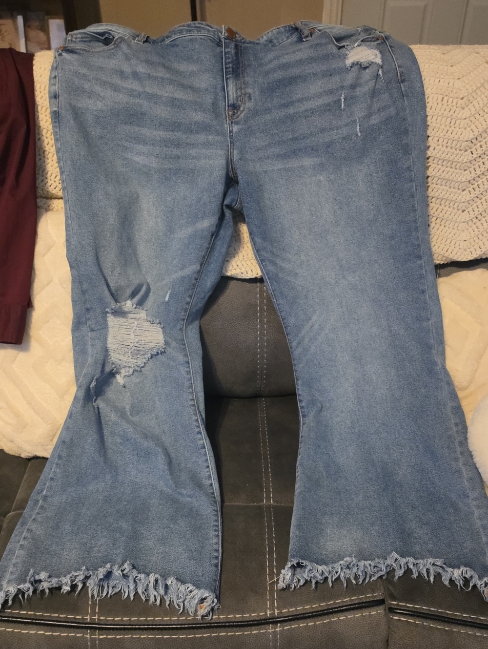 Lane Bryant Light Blue Distressed Flared Jeans